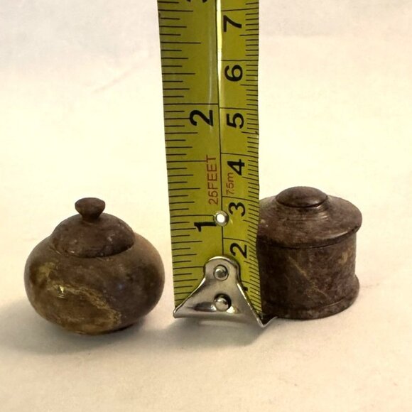 Set of 2 Vintage Brown Marble-Like Mini Trinket Boxes, Decor - Picture 4 of 5